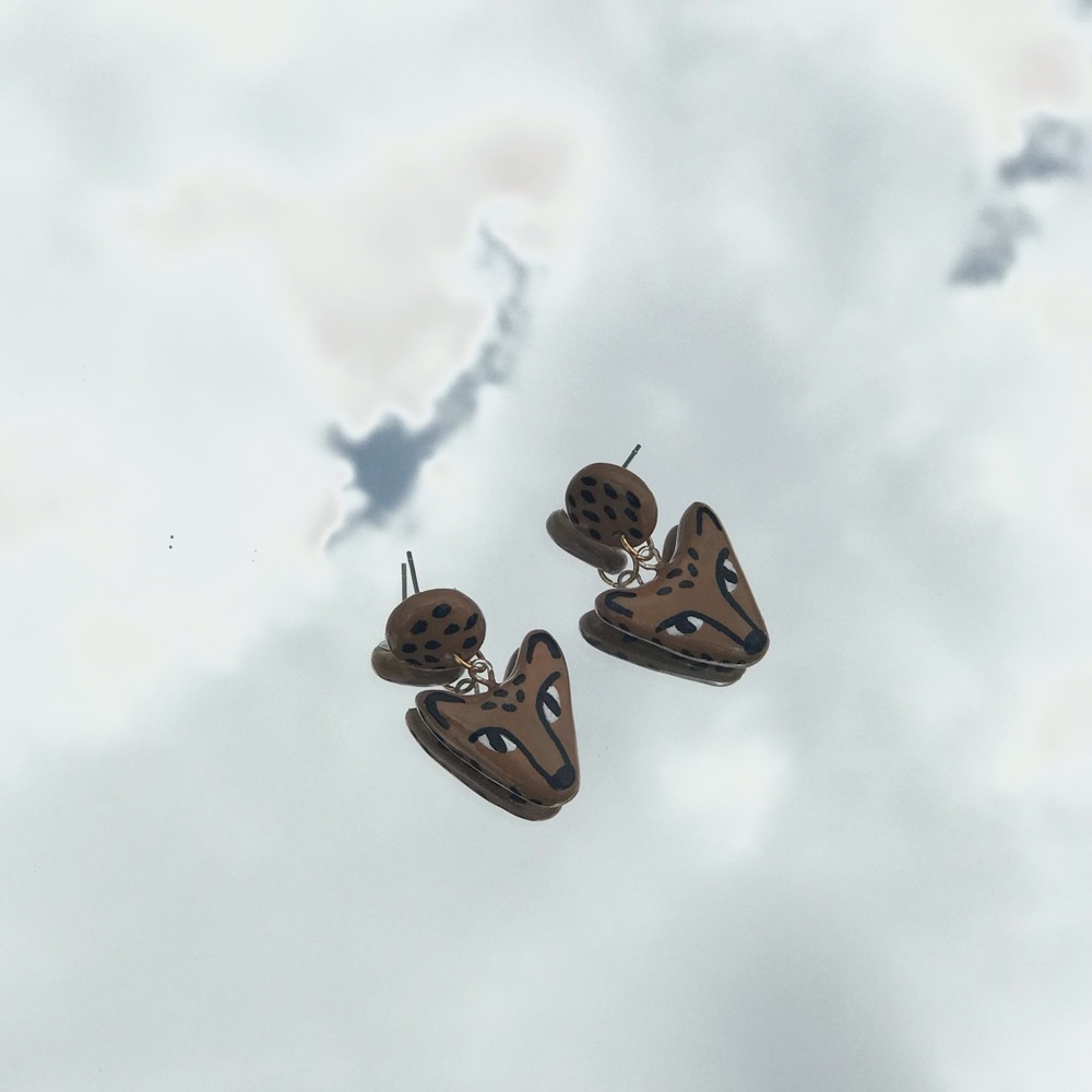 Cheetah clay earrings